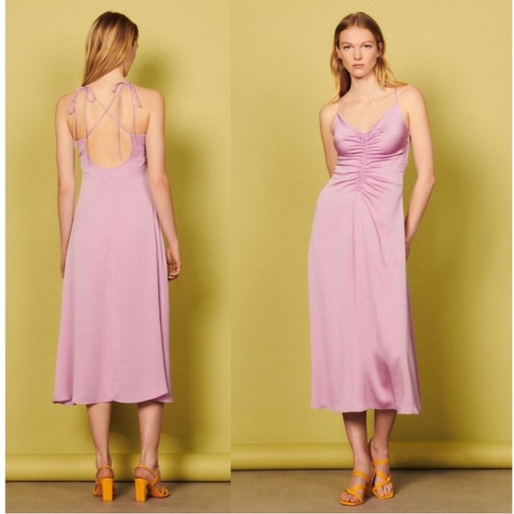 Sandro Lilac Backless Dress with Spaghetti Straps - Picture 1 of 6